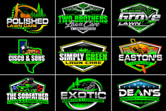 design landscape, grass, agriculture and lawn care logo