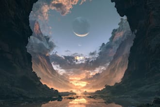 make a dreamy surreal or fantasy music album cover