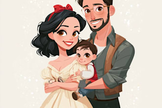 create a disney cartoon illustration for gift