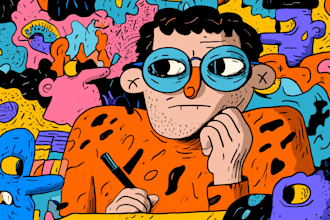draw a cute and funny cartoon illustration
