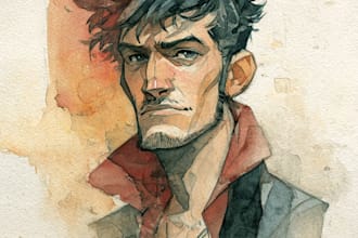 watercolor fantasy character illustration