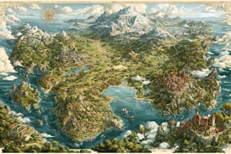 create a fantasy map illustration for map