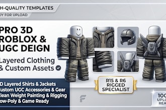 design custom 3d roblox clothing, layered clothing and ugc accessories