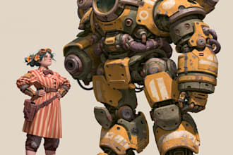 create retro mecha or scifi gundam art