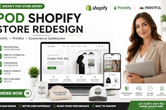do pod shopify website redesign printify printful specialist optimization expert