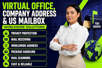 provide virtual office, US business address, company address, mailbox worldwide