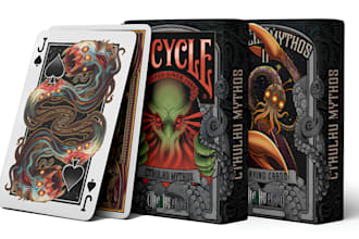 design mechanics music card game, deck playing card box design, board game art