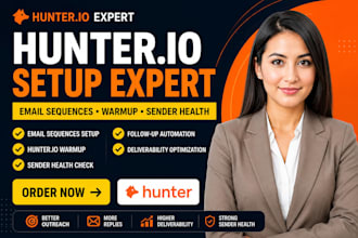 setup hunter io email sequence hunter io warmup health check