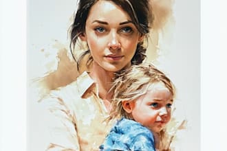 draw a sketchy watercolor portrait