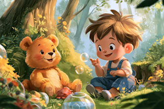 draw custom children book illustration and kids story books