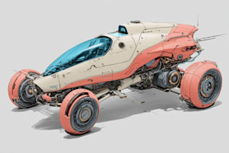 draw sci fi vehicle design and spaceship concept art
