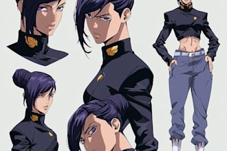 draw anime character or reference sheet for your character
