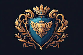 create professional fantasy crest illustration for rpg project