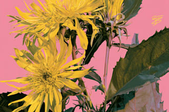 draw a botanical illustration and concept art illustration