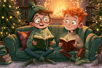 draw christmas story book and children story