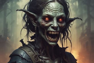 write a terrifying dark fantasy story with monsters