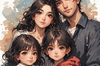 custom watercolor family portrait from photo