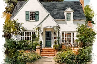 make a watercolor house illustration