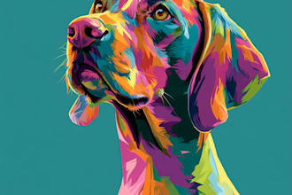 do colorful pop art portraits of animals and pets