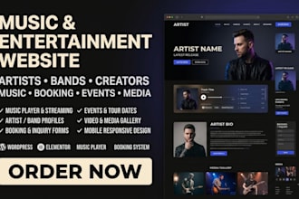 design music and entertainment website for artists, bands and creators