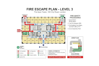 design emergency evacuation plan, fire escape map, fire safety and zone plan