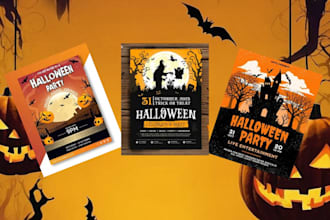design animated halloween party event invitation flyers
