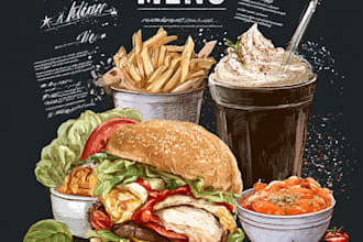 design amazing editable food restaurant menu