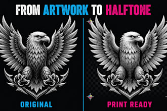 create print ready halftones for dtf and screen printing