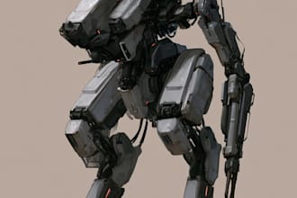 draw amazing character macha robot illustration