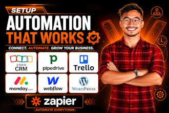 setup zoho CRM pipedrive trello monday com webflow wordpress zapier automation