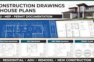 do permit construction drawings, house plans, adu drawings, mep riser diagrams