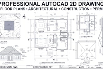 do autocad 2d drawings, floor plans, construction plans, architectural plans