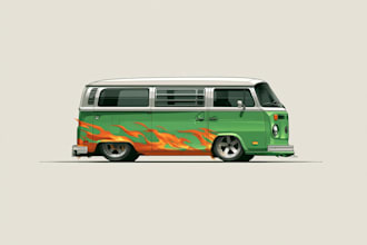 draw a custom flat minimalist illustration of your car