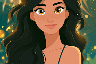 make a disney children cartoon illustration