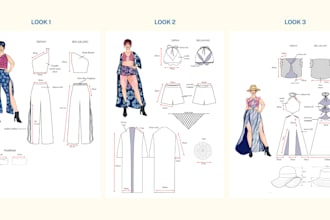 producing original design work fashion illustration, garment design, graphic des