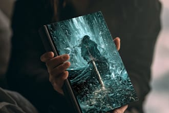 create fantasy book cover with dragons and mythical