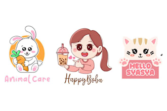 create a cute cartoon kawaii mascot logo design