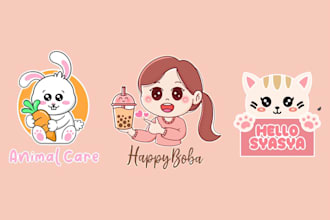 do professional logo cute kawaii cartoon kawaii illustration design