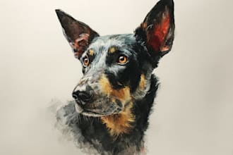 create art watercolor pet animal portrait