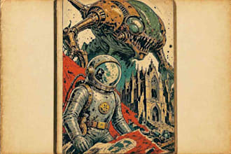 create vintage comic, horror and sci fi art