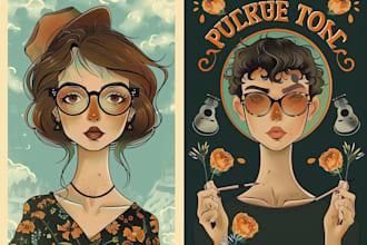 draw a vintage art illustration