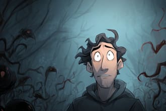 draw fantasy horror comic in cartoon style