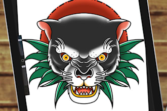 create a traditional or neo traditional tattoo design