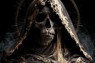 draw dark art skull illustration for streetwear design