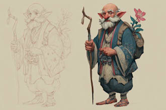 make fantasy character in vintage style