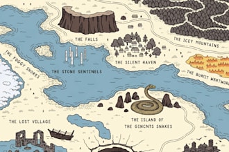 do a fantasy map illustration or dnd map art