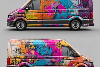 create creative van, truck, and car wrap graphics