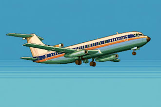 draw airplane, aircraft, helicopter into a vector cartoon
