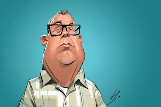 do cartoon caricature digital painting of photo