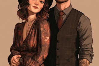 create couple portrait illustration for you